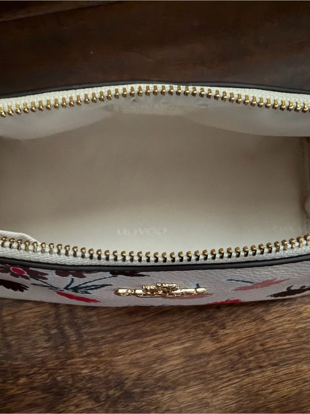 Coach Floral Leather Cosmetic Bag Pouch